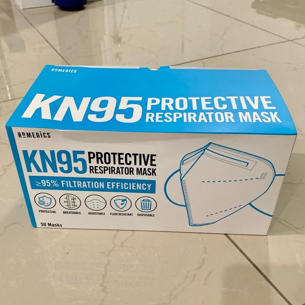 UNISEX Flat Disposable KN95 Face Mask With Earlock 5 Layer Melt Blown No…